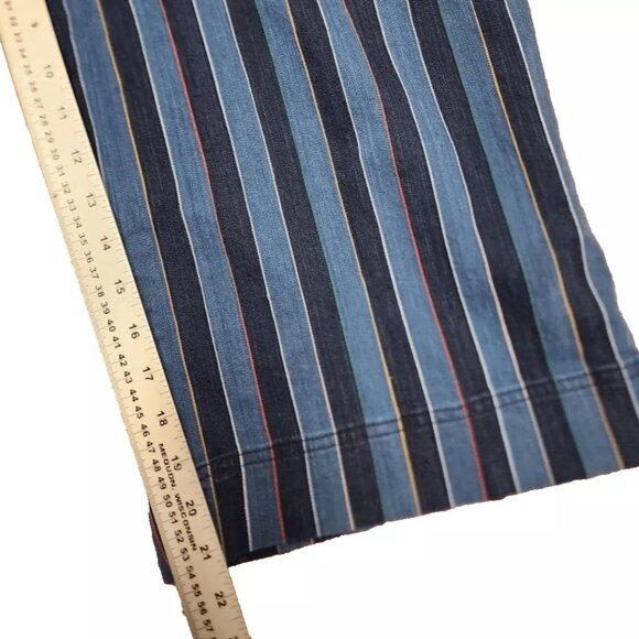 Anthropologie Blue Striped Women's Jeans Overalls size 16 but fits like size 12 - Picture 13 of 14